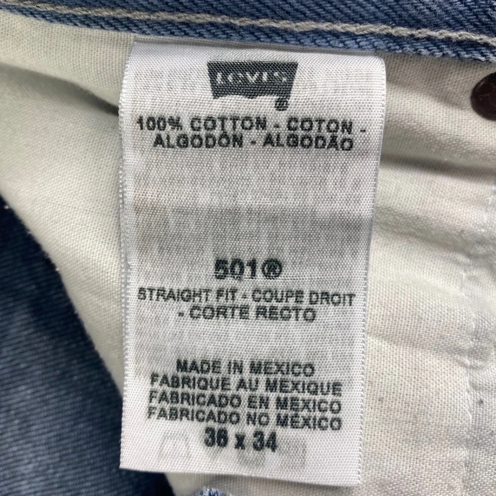 Levis 501 Original Straight Fit Blue Jeans Mens 36x34 Button Fly Denim Pants